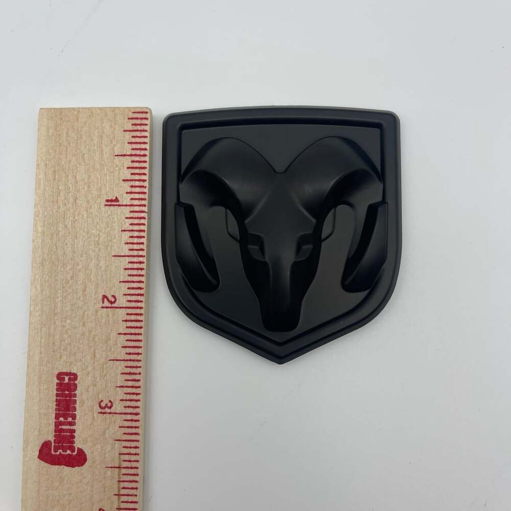 Ram Matte Black Head Shield Emblem Badge 62x66mm